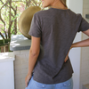 erin gray:Short Sleeve Jeans Crew in Charcoal Gray