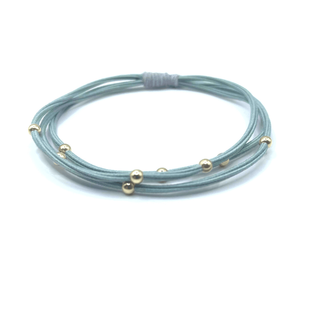 erin gray:Single Water Pony 3mm Gold Waterproof Hair Band in Light Green & Gray (#S15)