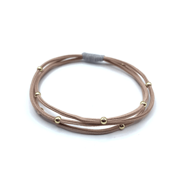 erin gray:Single Water Pony 3mm Gold Waterproof Hair Band in Peach and Gray (#S8)