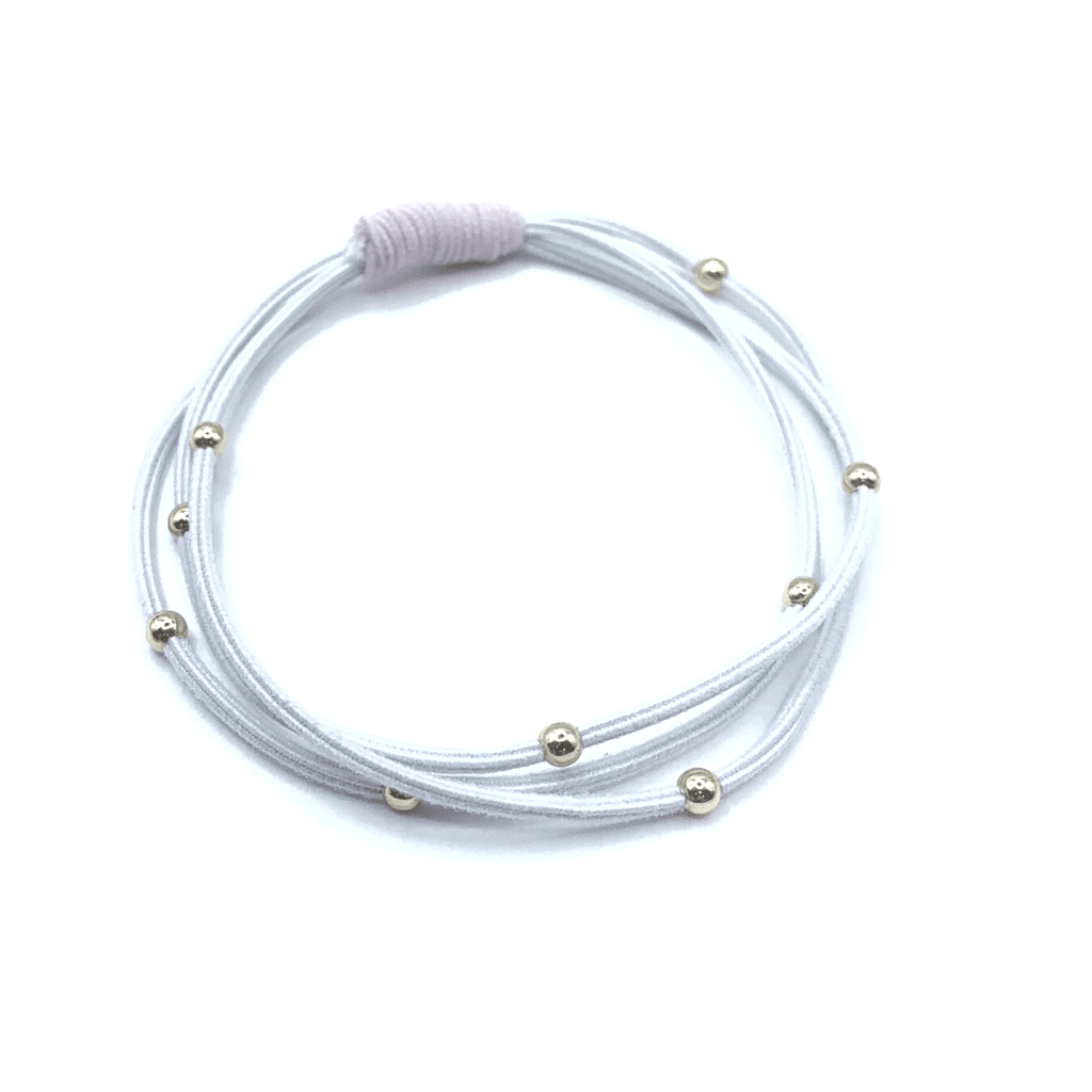 erin gray:Single Water Pony 3mm Gold Waterproof Hair Band in White and Pink (#S1)