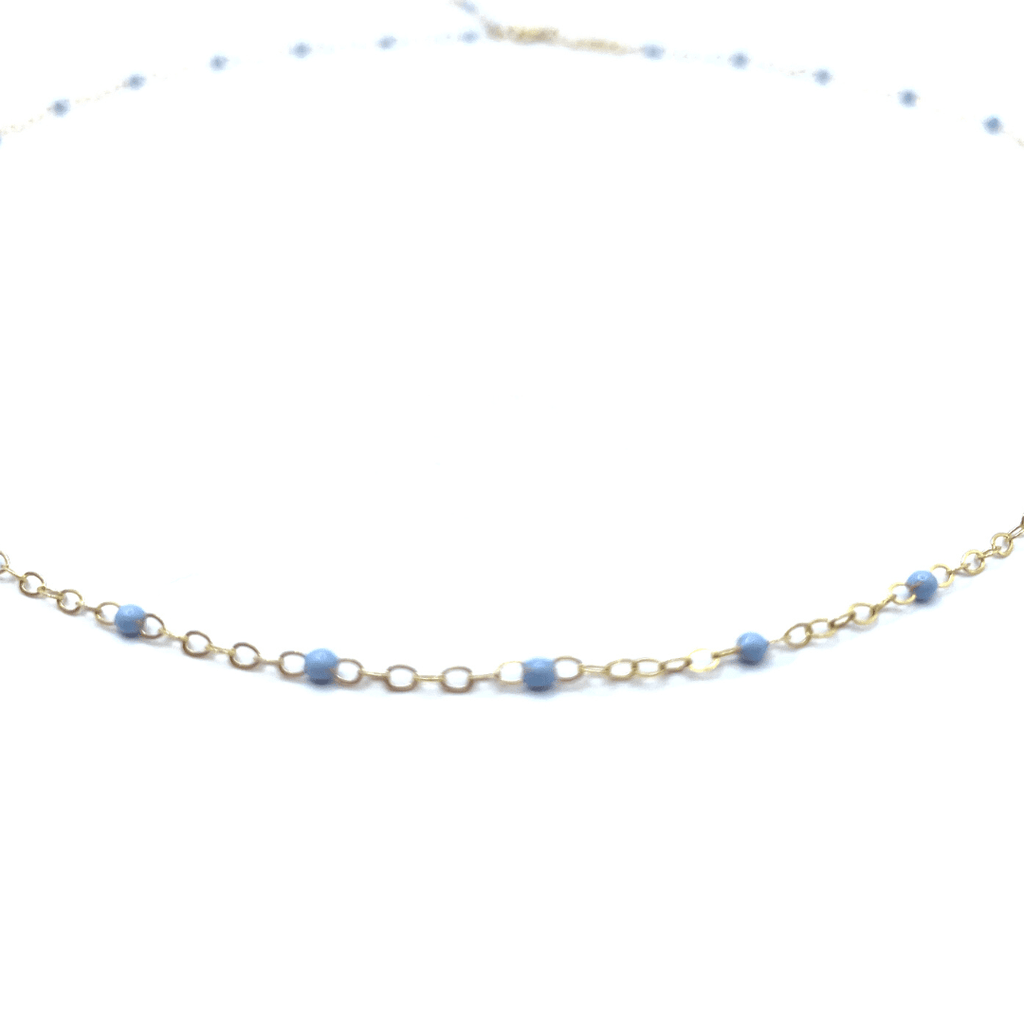 erin gray:The Dotsy Necklace - 14k Gold-Filled & Epoxy - Waterproof!,Dusty Blue - 2