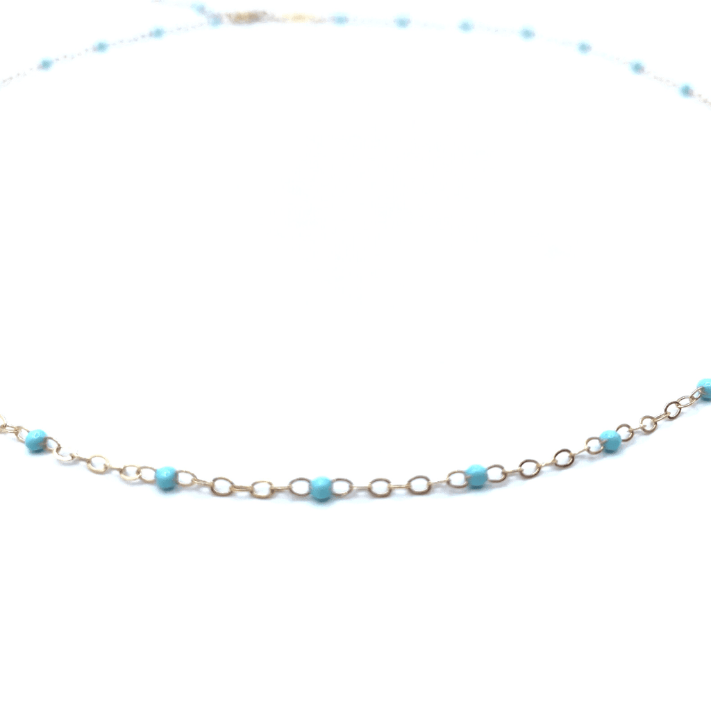 erin gray:The Dotsy Necklace - 14k Gold-Filled & Epoxy - Waterproof!,Turquoise - 1