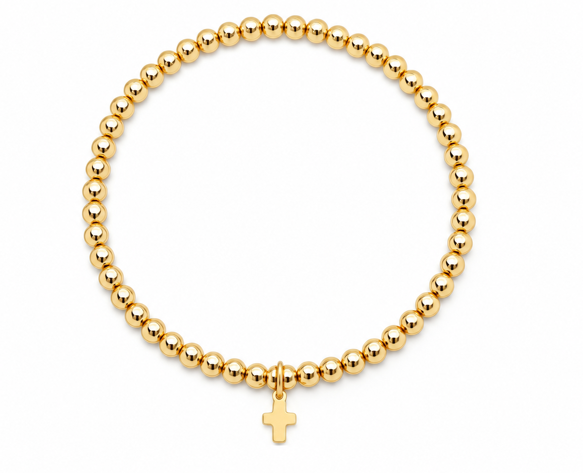 3mm Gold Filled Karma Waterproof Bracelet with Luxe Cross erin gray