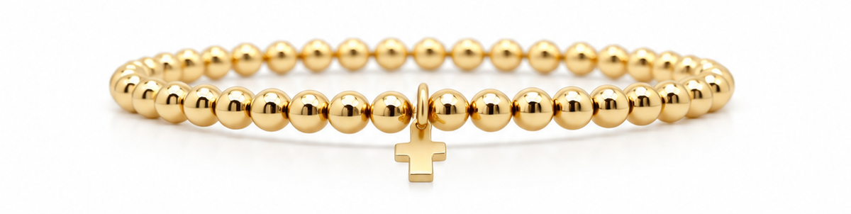 3mm Gold Filled Karma Waterproof Bracelet with Luxe Cross erin gray