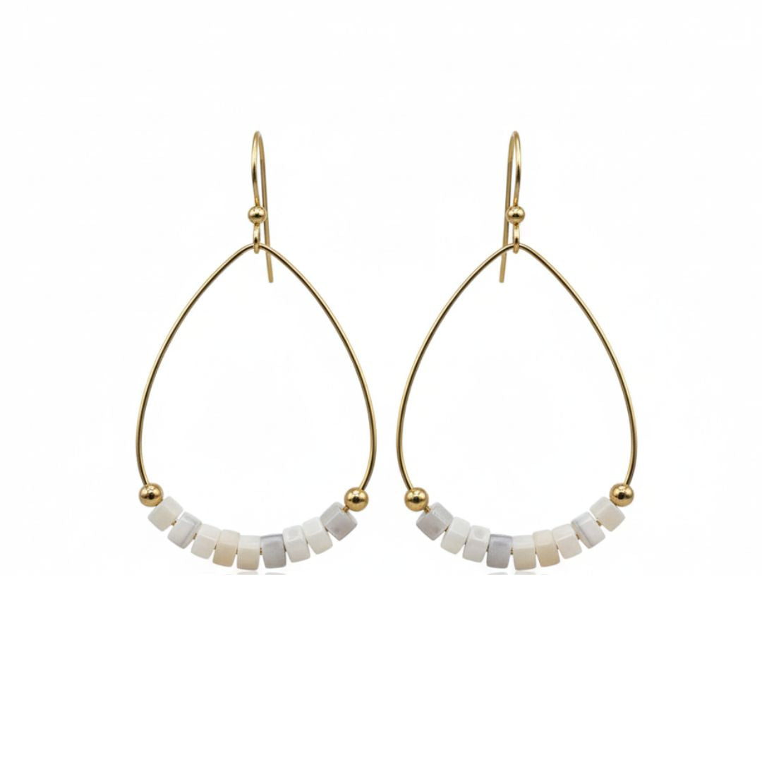 Heishi Aster Earring in WHITE - Waterproof
