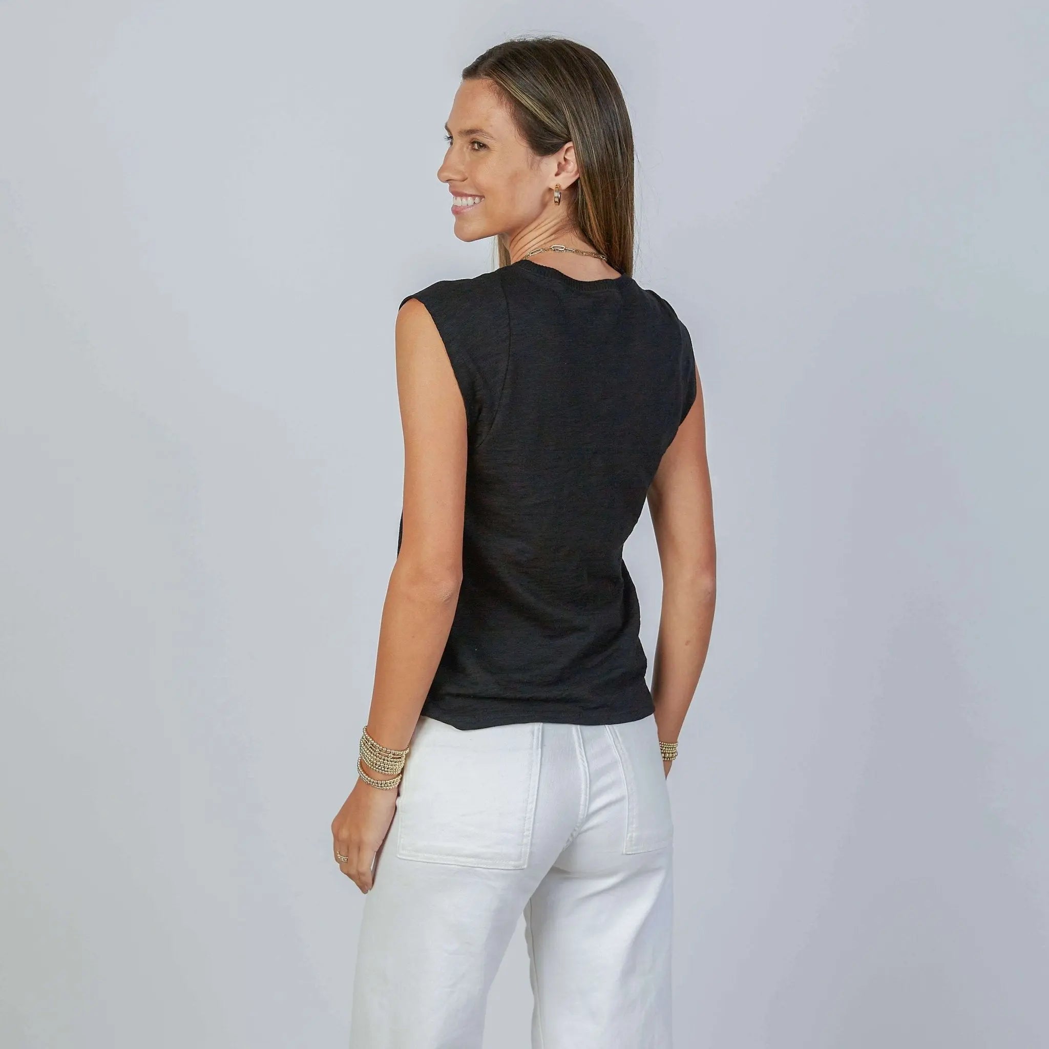 Tyler Casual Muscle Tee in Black | erin gray