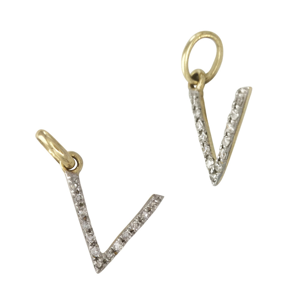 
                      
                        14k Gold and Diamond Initial Necklace V Charm - Erin Gray
                      
                    
