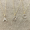 erin gray:14k Gold and Diamond Initial Necklace,A / 16 inch