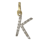 erin gray:14k Gold and Diamond Initial Necklace,K / 16 inch