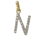 erin gray:14k Gold and Diamond Initial Necklace,N / 16 inch