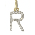 erin gray:14k Gold and Diamond Initial Necklace,R / 16 inch
