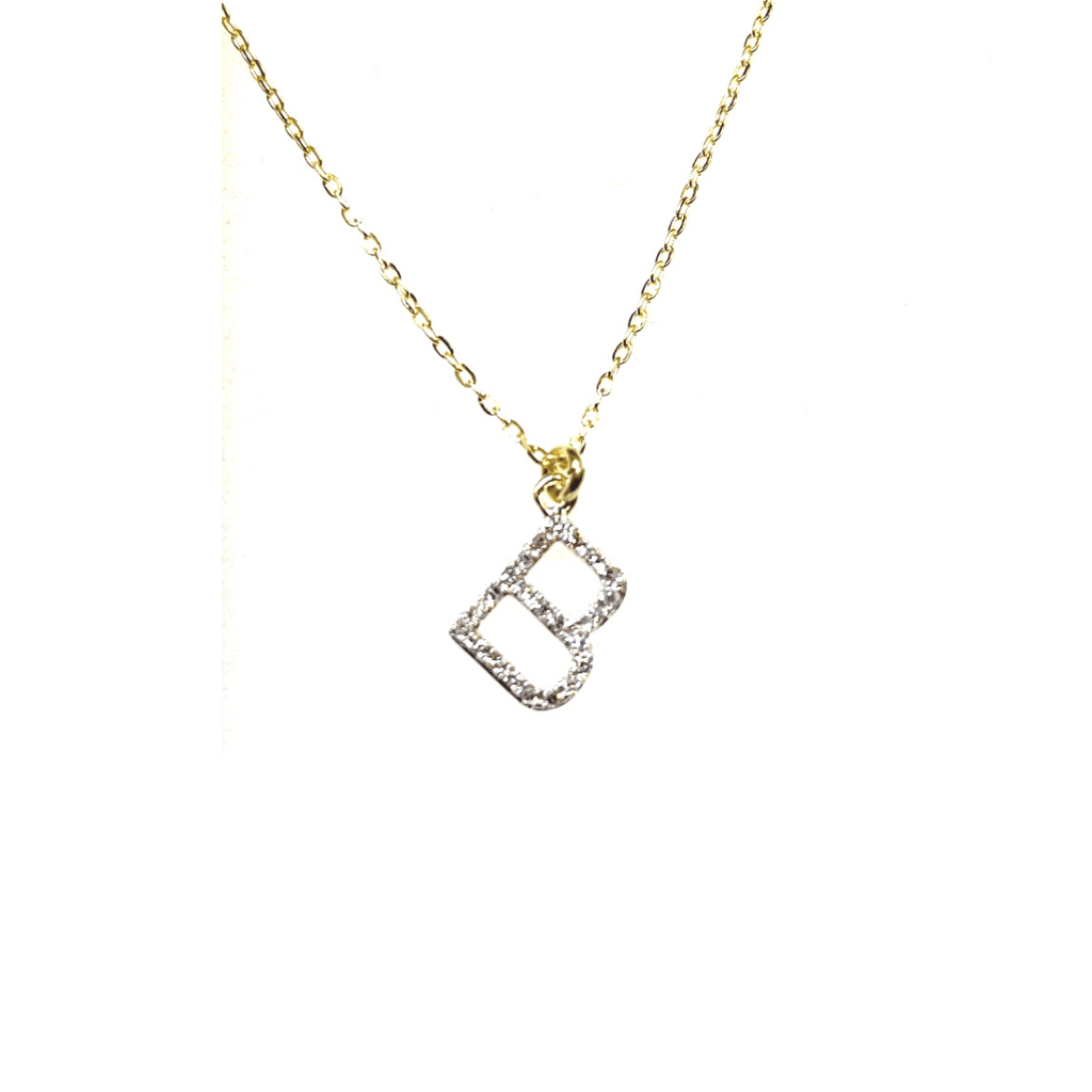erin gray:14k Gold and Diamond Initial Necklace,B / 16 inch