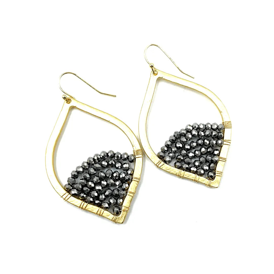 Erin Gray Stargaze earring featuring wire-wrapped pyrite beads, elegant jewelry with a celestial-inspired design.
