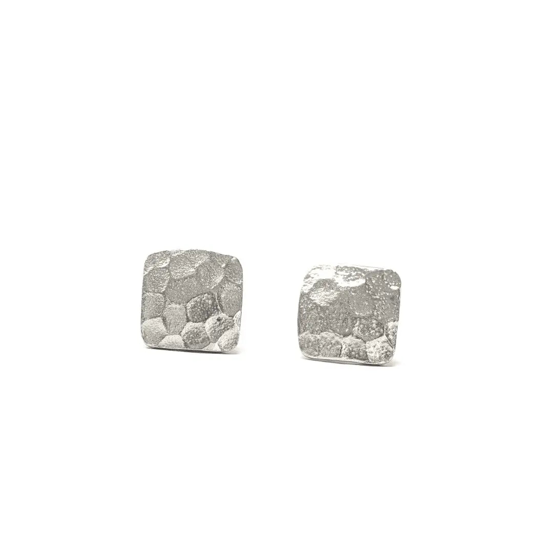 Sterling square stud earrings by erin gray, sleek minimalist jewelry with polished silver finish.