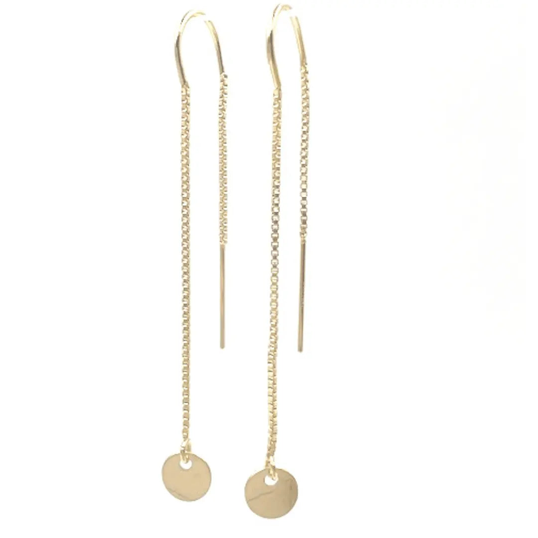 14K gold-filled threader earring from erin gray's jewelry collection, featuring a delicate chain design.