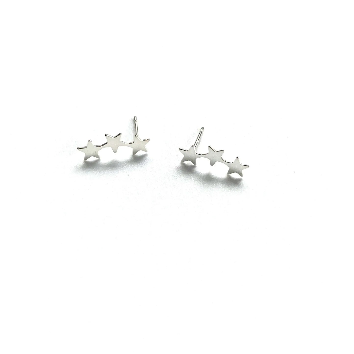 Sterling silver Teen Stud No 7 earrings by Erin Gray featuring triple star design, perfect for everyday jewelry.