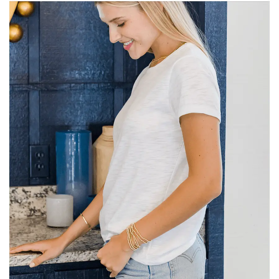 White short sleeve Classic Tee by erin gray, casual apparel with a relaxed fit and simple neckline.