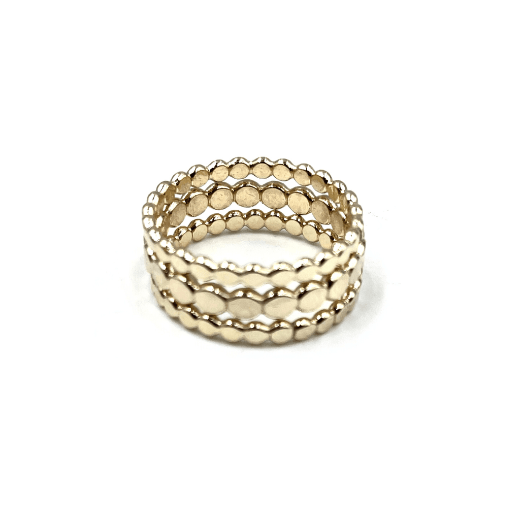 erin gray:East Coast Rock + Pebble Ring Stack in Gold,6