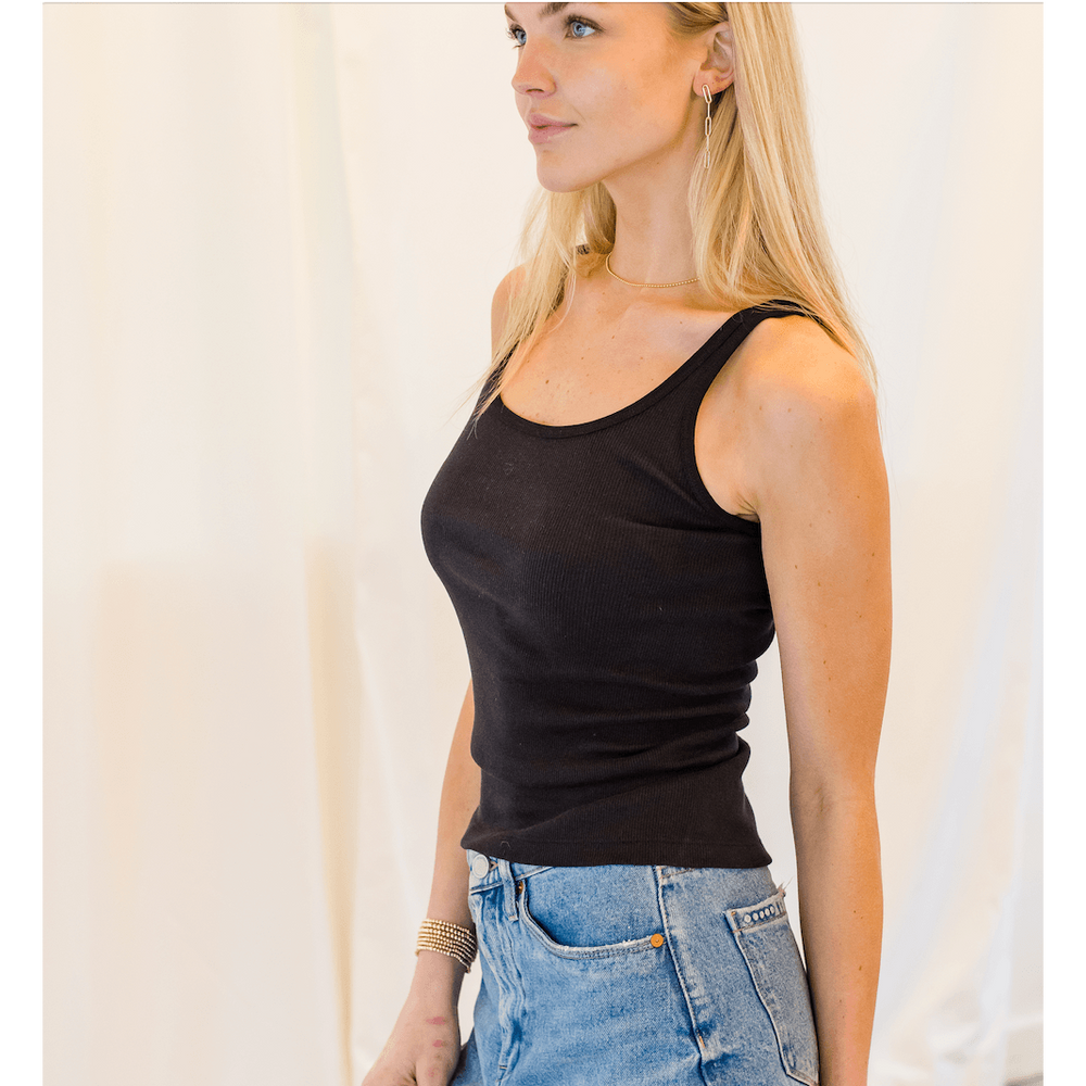 
                      
                        erin gray:Black Ribbed Tank
                      
                    