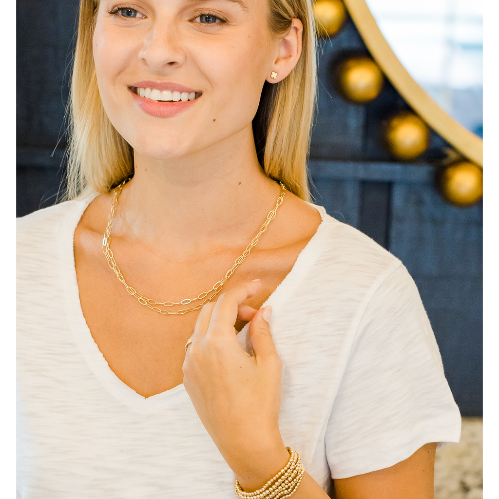 14k Gold Filled Sapphire Beaded Chain Double Lariat Necklace –  DianaHoDesigns