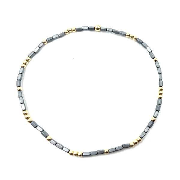 erin gray:2mm Harbor Dark Gray + Gold Filled Waterproof Bracelet