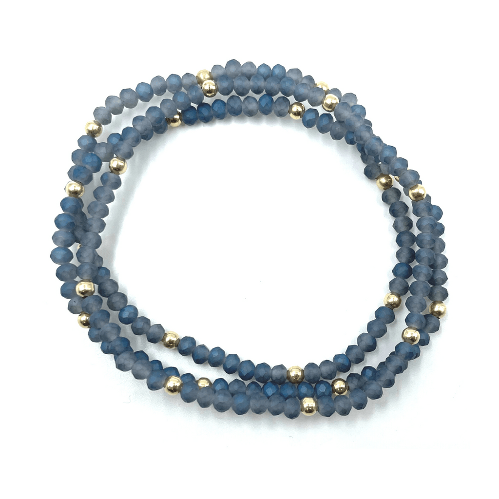 erin gray:OG Classic Bracelet Stack in Matte Blue + Gold Filled