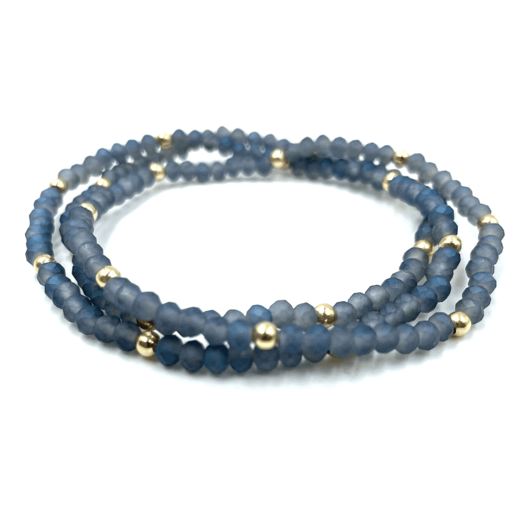 erin gray:OG Classic Bracelet Stack in Matte Blue + Gold Filled