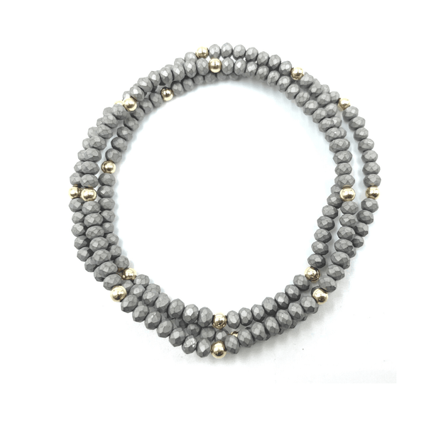 erin gray:OG Classic Bracelet Stack in Matte Gray + Gold Filled