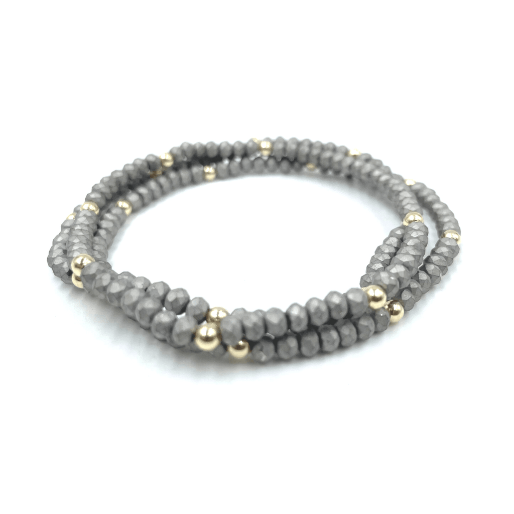 erin gray:OG Classic Bracelet Stack in Matte Gray + Gold Filled