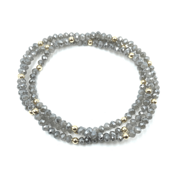 erin gray:OG Shimmer Bracelet Stack in Light Gray + Gold Filled