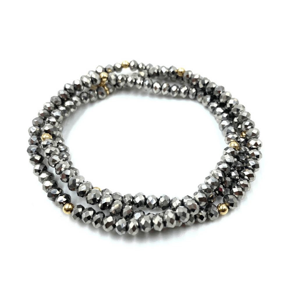 erin gray:OG Shimmer Bracelet Stack in Metallic Gray + Gold Filled