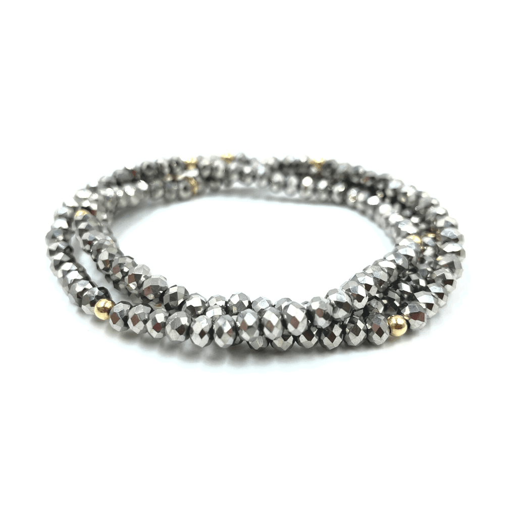 erin gray:OG Shimmer Bracelet Stack in Metallic Gray + Gold Filled