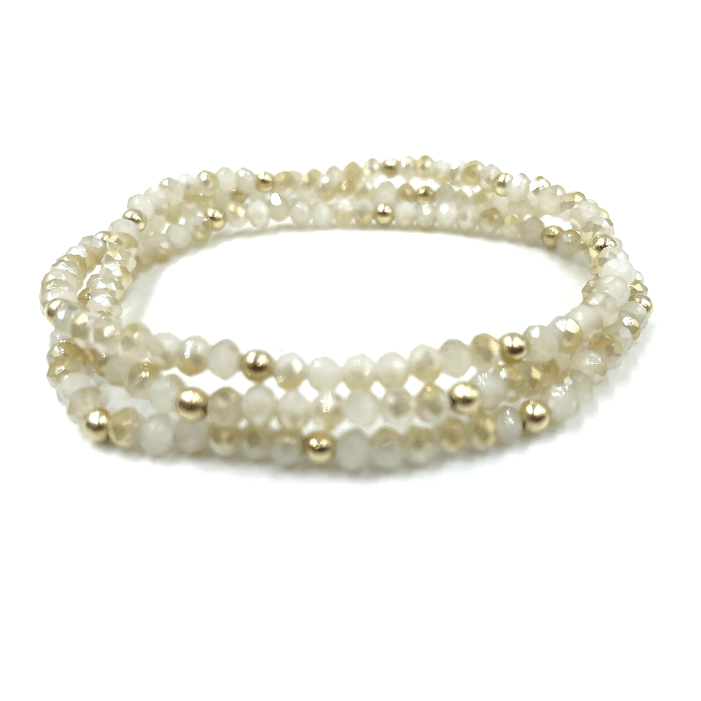 erin gray:OG Shimmer Bracelet Stack in Winter White + Gold Filled