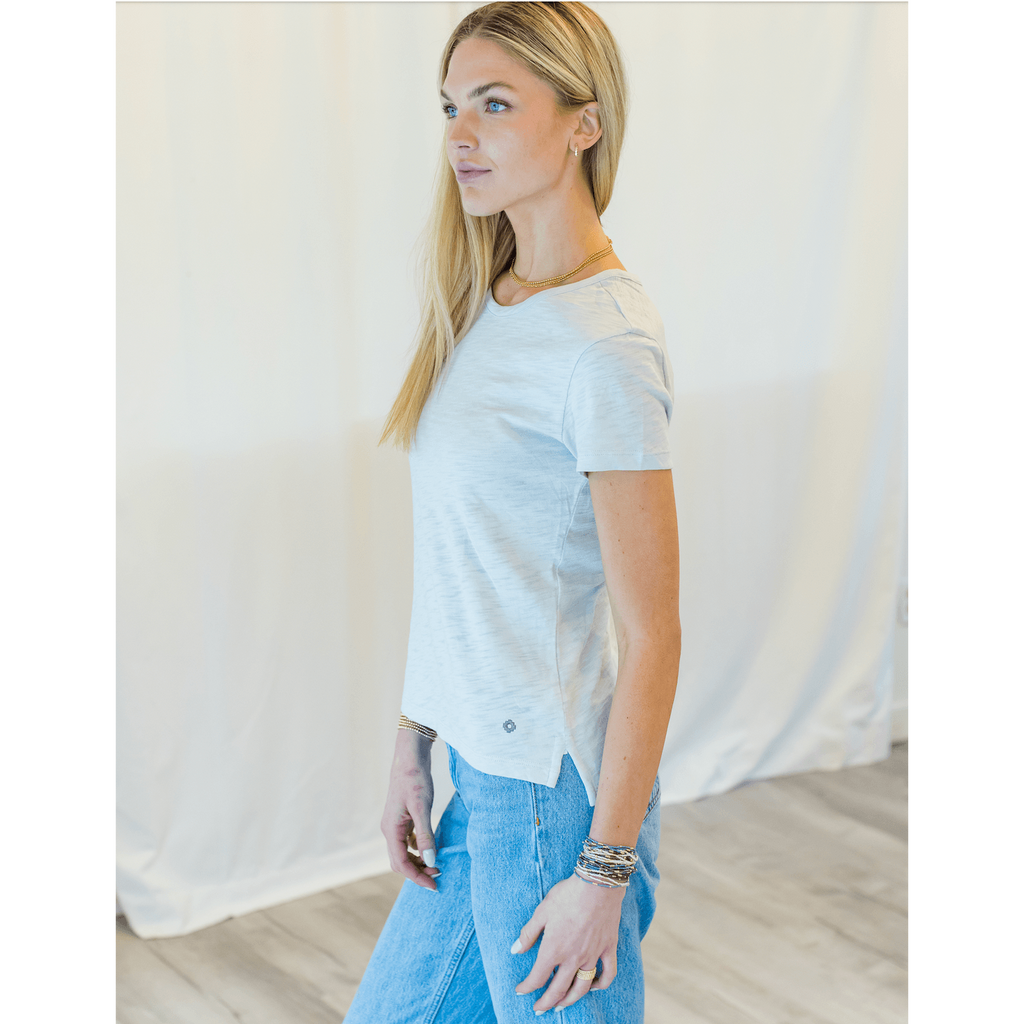 erin gray:Short Sleeve Jeans Crew in Pale Blue