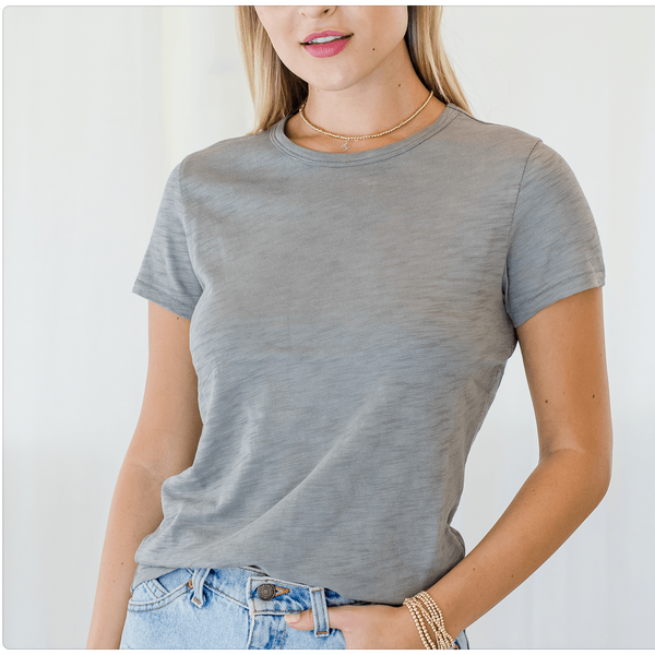 erin gray:The Classic Tee in Gray - Short Sleeve,XS