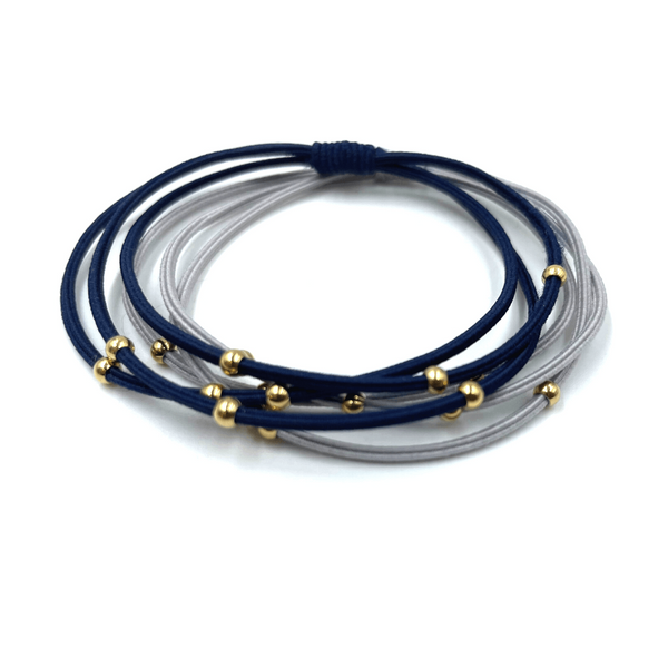 erin gray:3mm Gold Water Pony Waterproof Bracelet Hair Bands in Gray and Navy(#3)