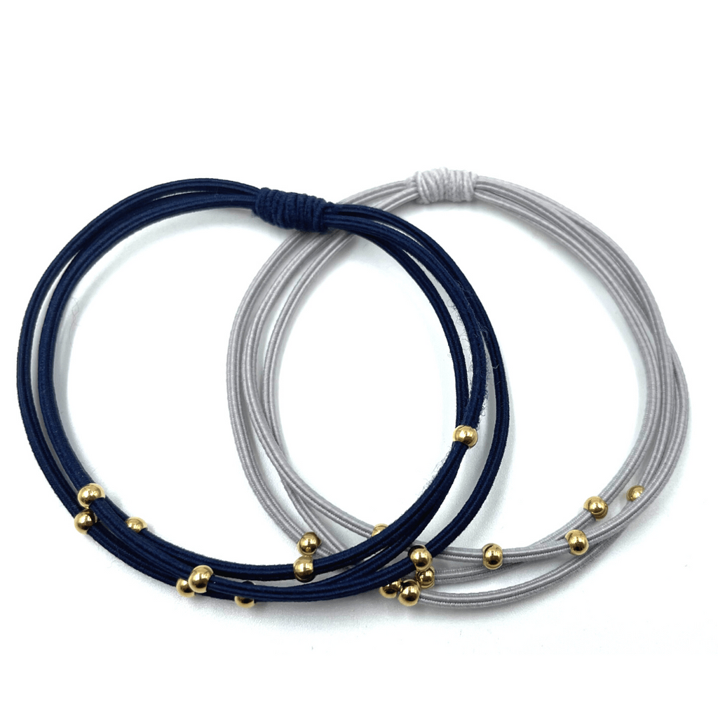 erin gray:3mm Gold Water Pony Waterproof Bracelet Hair Bands in Gray and Navy(#3)