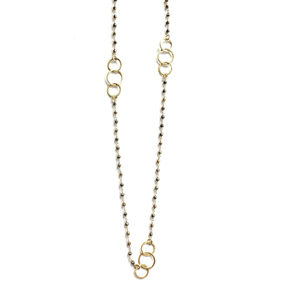 erin gray:3 Hoops on Pyrite Necklace