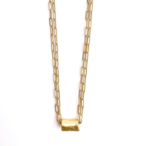 erin gray:Barrel on Double Gold Paperclip Necklace