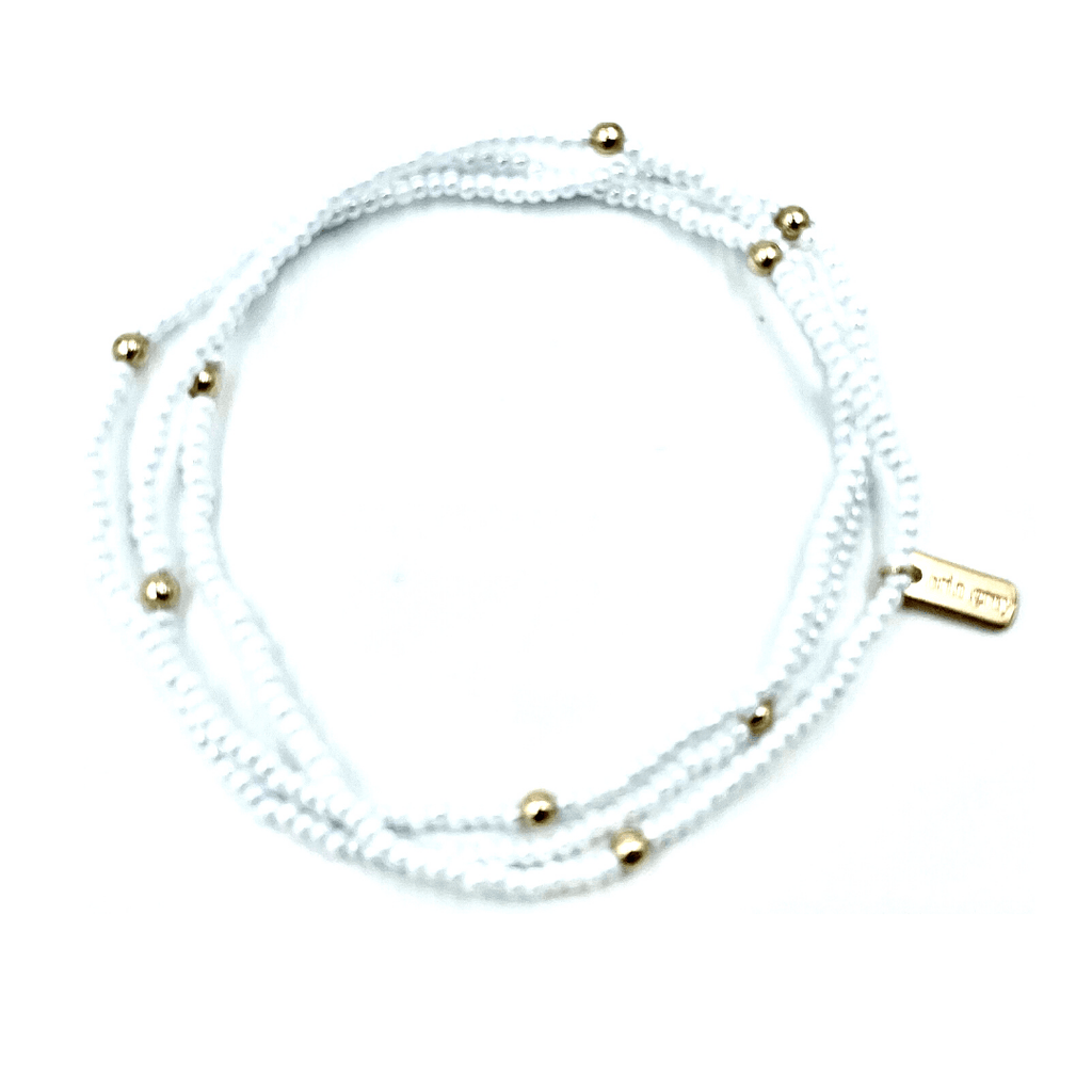 erin gray:BOHO Bracelet Stack in White + Gold Filled