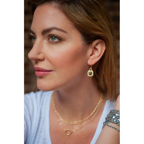 erin gray:Cabo Hammered Square and Pyrite Earring