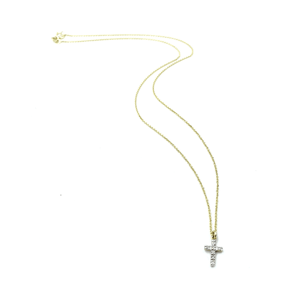 erin gray:Diamond Cross on 14k Gold Necklace,16