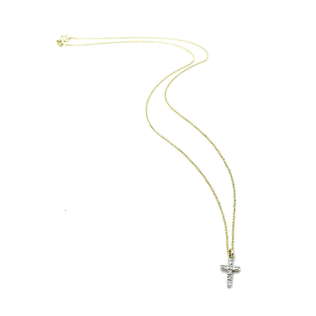 erin gray:Diamond Cross on 14k Gold Necklace,16"