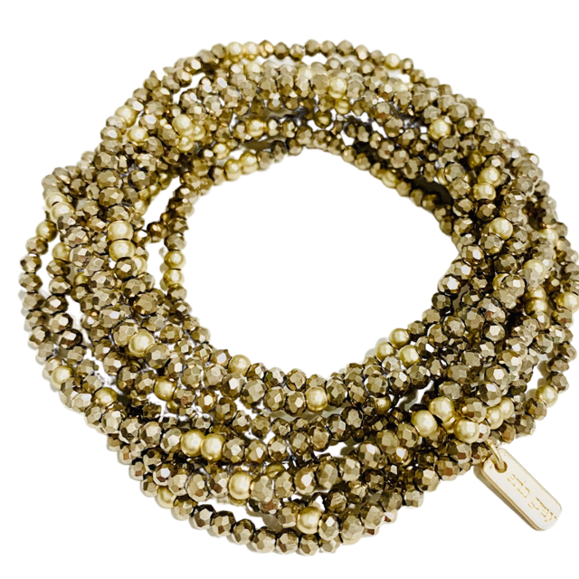 erin gray:Disco bracelet stack in golden pyrite