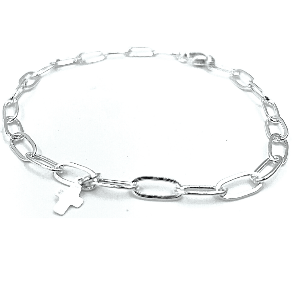 erin gray:Essential Links Bracelet in sterling silver with luxe cross