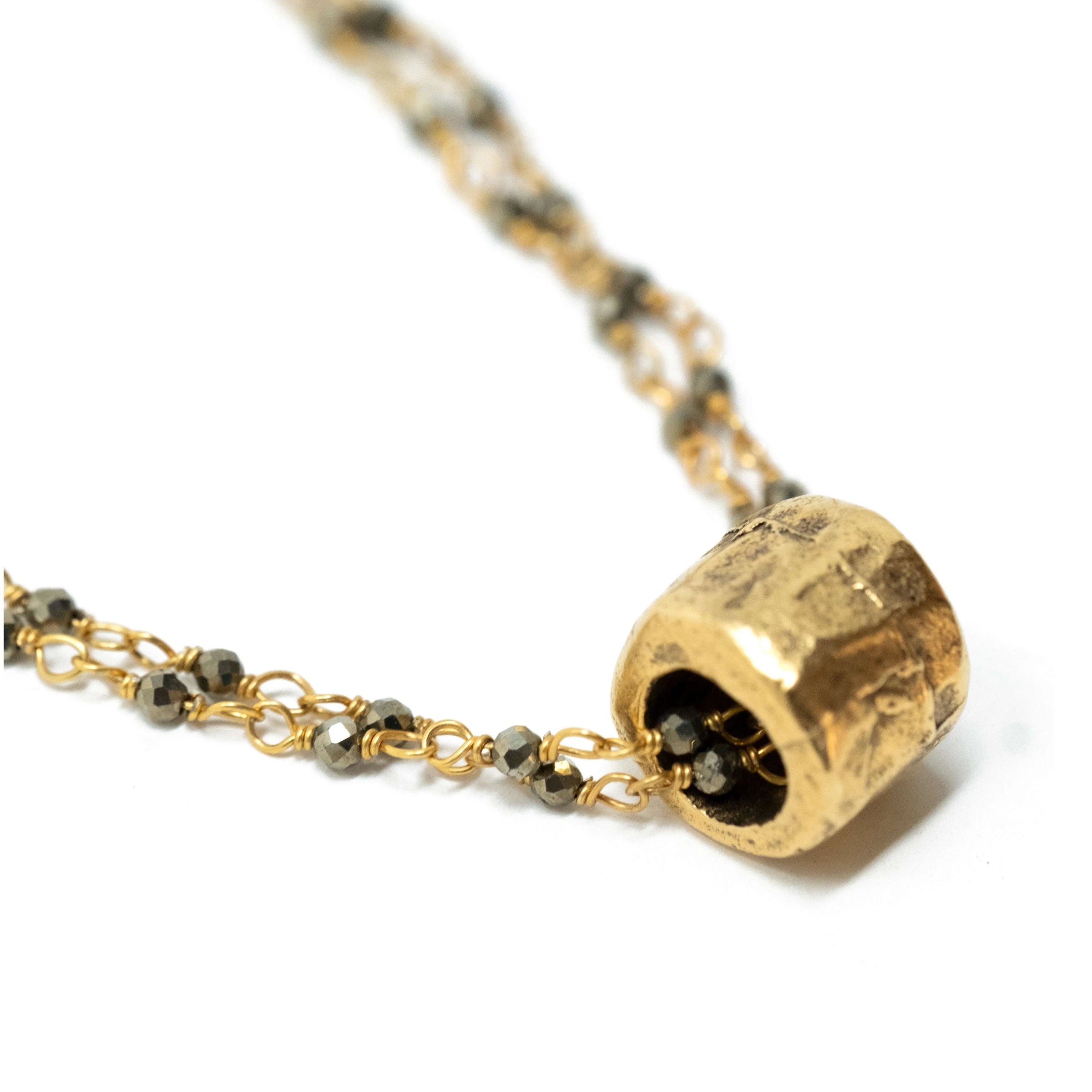 Allure Gold Barrel Mixed Metal Statement Necklace By Erin Gray main image 0