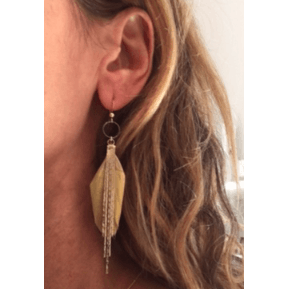 erin gray:Gold Feather Dangler Earring