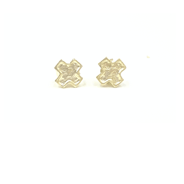 erin gray:Gold Hammered Cross Stud Earrings