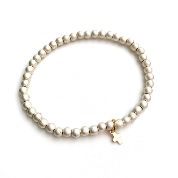 erin gray:Luxe Cross Bracelet in White