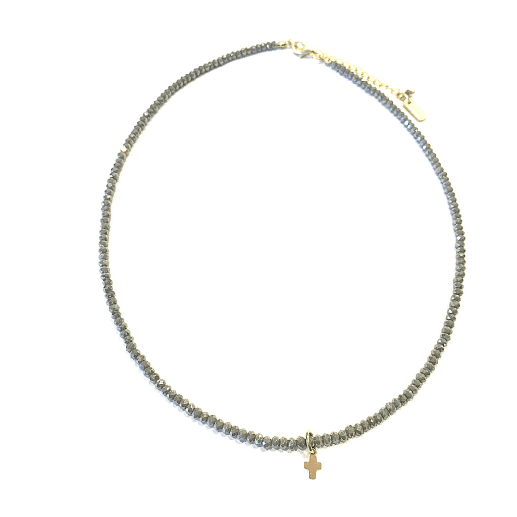 erin gray:Luxe Cross on Gray Necklace